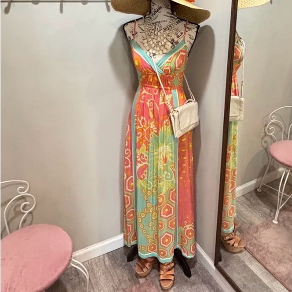 Plenty by Tracy Reese Pink and Aqua Floral Dress - Picture 1 of 10